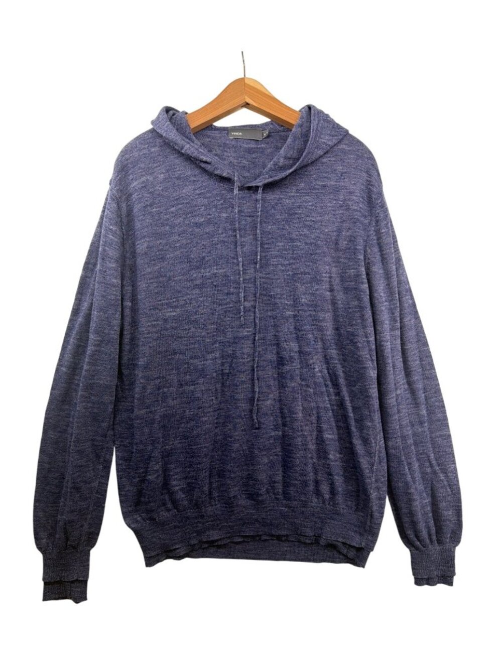 Vince Mens Hoodie Sz XL Navy Blue Heathered Linen Blend Luxury Designer Comfy